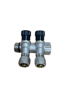 Sanitární rozdělovač s regulačními ventily 3/4"x1/2"x16 se dvěma okruhy
