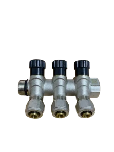 Sanitární rozdělovač s regulačními ventily 3/4"x1/2"x16 se třemi okruhy