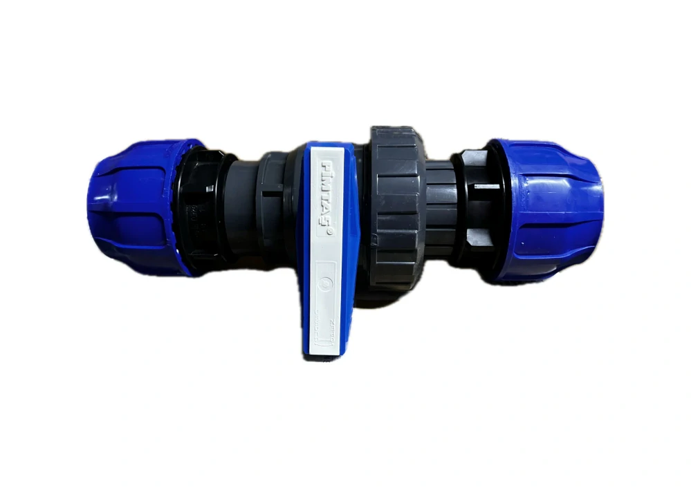 PE Uzavírací kohout 90 mm, svěrná spojka na polyetylen