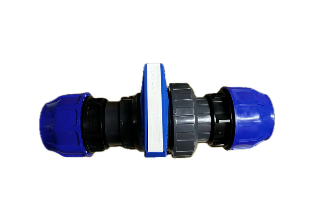 PE Uzavírací kohout 90 mm, svěrná spojka na polyetylen