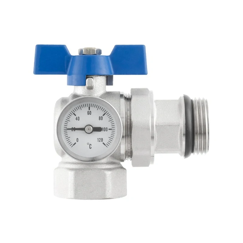 Sada kulových kohoutů s teploměry 1" rohový se šroubením k rozdělovači
