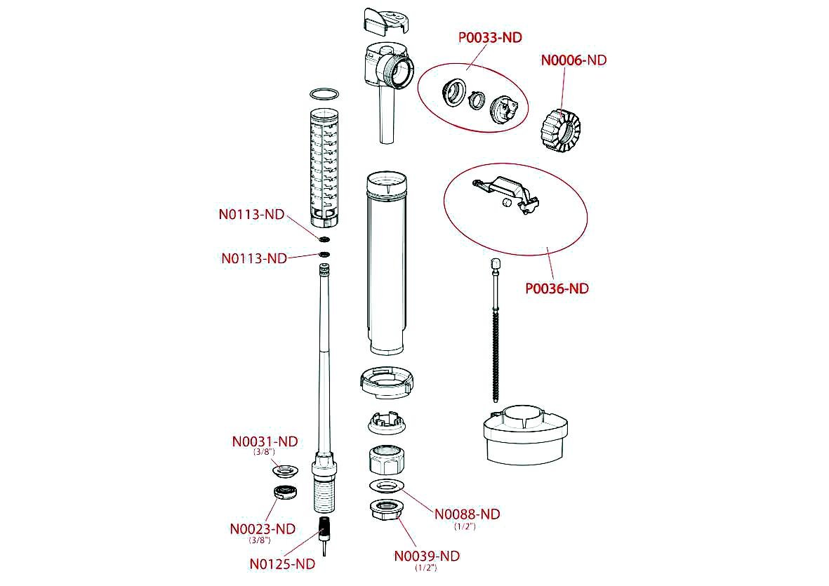 napouštěcí ventil SPODNÍ *1/2"- plastový závit