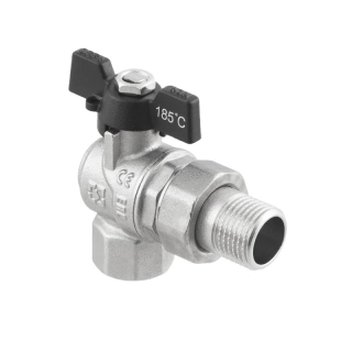 Kulový kohout s rozebíratelným šroubením rohový 1/2" PN50 s ucpávkou